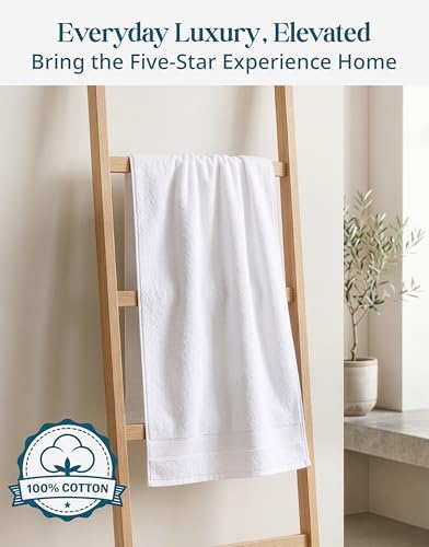 Casa Platino Hand Towels for Bathroom 100% Cotton 6 Pack 16x26 - White