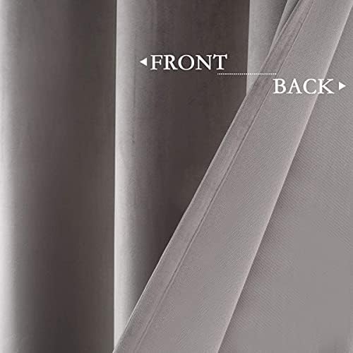 SPXTEX Grey Velvet Blackout Curtains - 120 Inch Long, Light Blocking