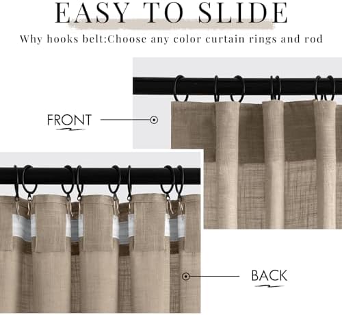MIULEE Taupe Linen Curtains 120 Inch Length 2 Panels for Bedroom