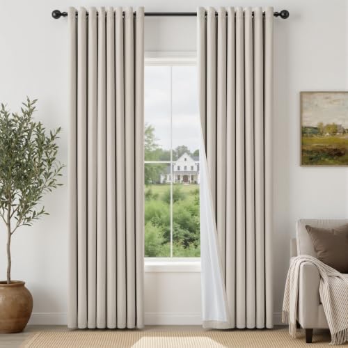 Black Out 100% Curtains Natural Ivory Bronze Grommet 96 Inch Long 2