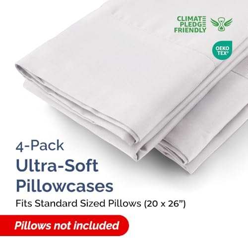 Standard Pillow Cases - 4 Pack Pillowcase Covers - 20" x 26"