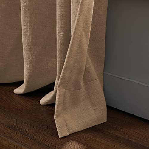 TWOPAGES Linen Textured Cotton Curtain 96 Inches Long 4-in-1 Header