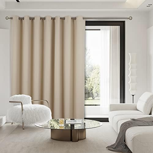 BGment Beige Sliding Door Curtain 108 Inch Long - Wide Room Darkening