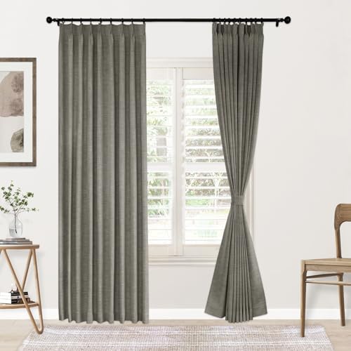 Frelement Full Blackout Curtains for Bedroom Living Room Linen