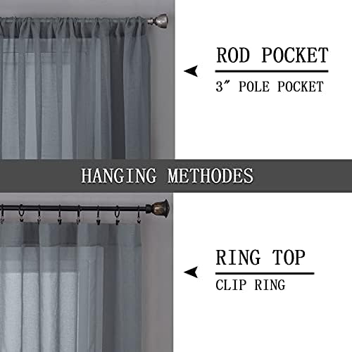 Tollpiz Sheer Curtains Living Room Linen Textured Curtain Sheers Light