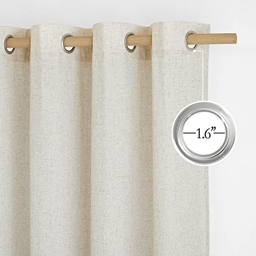 NICETOWN Linen Sheer Curtains 72 Inches Long, Natural, W55xL72, 2