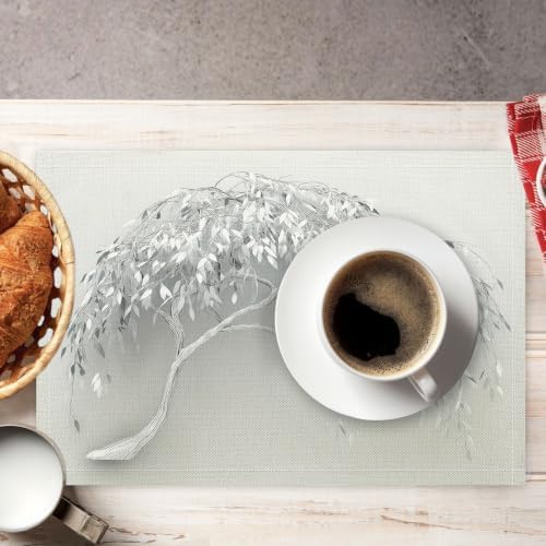 Placemats Washable Set of 8-30 x 45 cm Willow Placemats, Light Gray