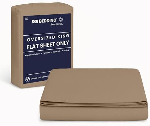 SGI bedding 132 "W x 110 "L 1 Pc Oversized King Flat Sheet Only 100%
