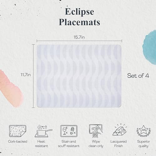 Pimpernel Eclipse Cork-Backed Placemats - Grey/Blue, Set of 4