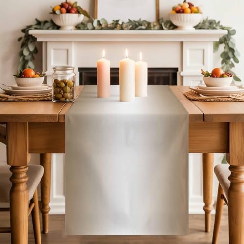 Beige White Ombre Table Runner, Washable Cotton Linen Table Runners