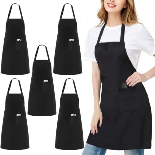 Chef Apron with Pocket for Men Women Server Butcher Work, 5 Pack