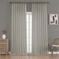 Pinch Pleated Semi Sheer Linen Curtains 108 Inches Long, Light Grey