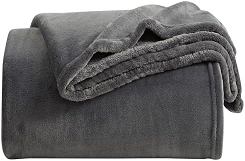 KMUSET Fleece Blanket King Size Dark Grey Lightweight Super Soft Cozy