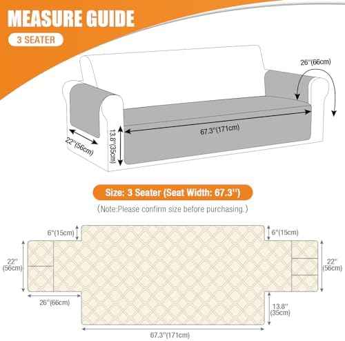 VANSOFY Waterproof Couch Cover, Dark Gray, 67.3"