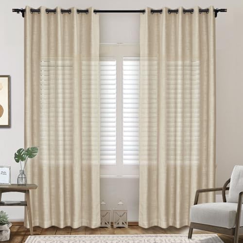 Frelement 108 Inch Length Extra Long Linen Curtains Light Filtering