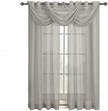 Royal Hotel Sheer Curtains – Crushed Grommet Panels, 2-Pack Semi-Sheer