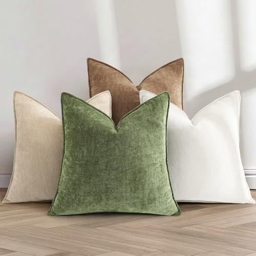 decorUhome Chenille Dark Brown Velvet Throw Pillow Covers 22x22 Set of
