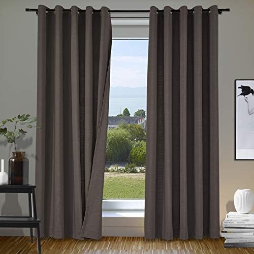 cololeaf 52 Inch Width by 96 Inch Length Natural Linen Blended Curtain