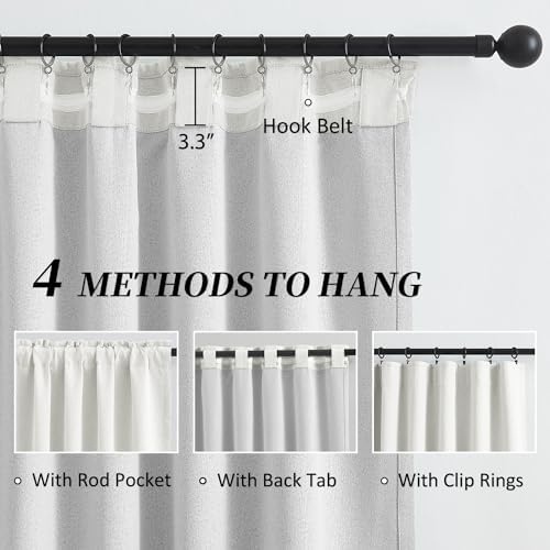 KEQIAOSUOCAI Ivory Ecru Blackout Linen Curtains Energy Smart Light