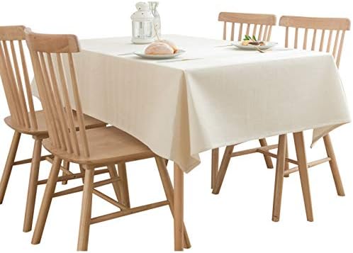ZZenSmot Rectangle Solid Color Cotton Linen Tablecloth Washable
