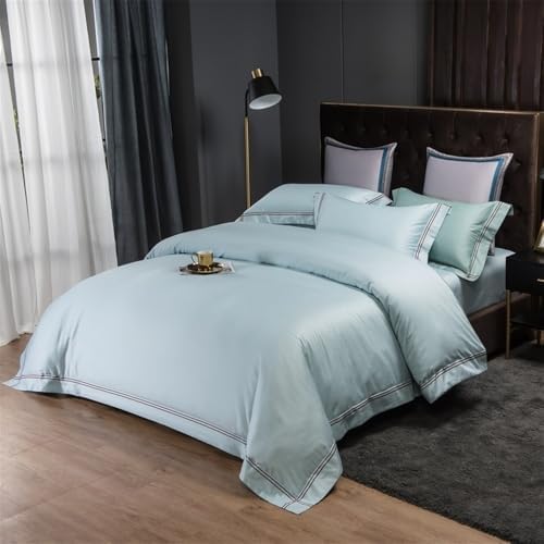 Bedding Set Luxury Embroidered Duvet Cover Set 4 Piece Nordic Solid
