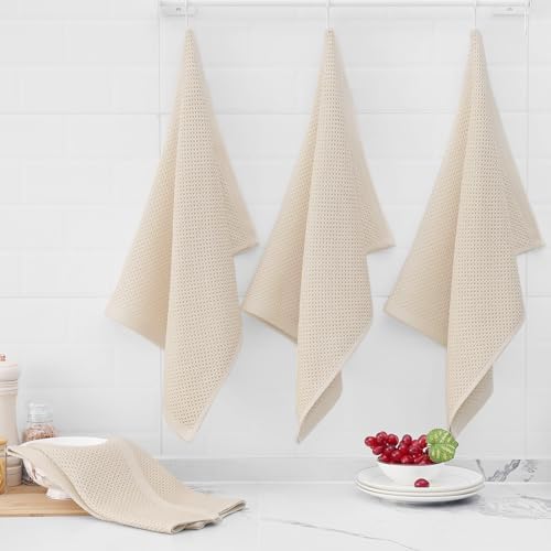 Homaxy 100% Cotton Oversized Waffle Weave Kitchen Towels, 5-Pack
