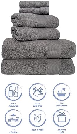 Hencely 6-Piece Bath Towel Set - High Absorbency, Quick Drying - 100%