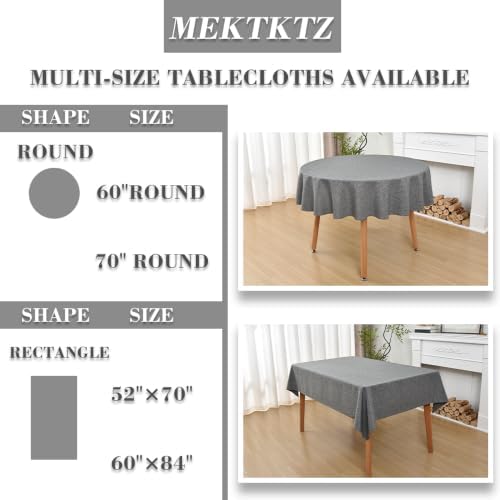 Faux Linen Textured Rectangular Tablecloth, Dark Gray, 52 x 70 Inch