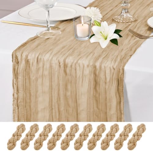 10 Pack Beige Table Runner 17 x 108inch Cheesecloth Table Runner