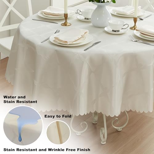 Newbridge Holiday Ribbons Bows Ivory 90" Round Tablecloth