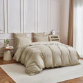 Taupe Duvet Cover Set Queen Size 100% Cotton Soft Percale Bedding
