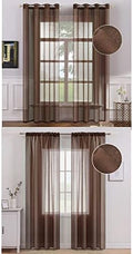 MIULEE 2 Panels Chocolate Brown Semi Sheer Window Treatment Curtains