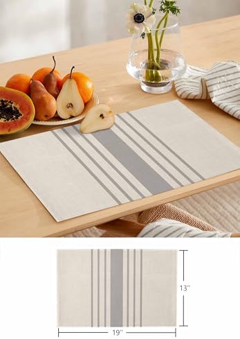 Begin Table Runner and Placemats Set of 4 Striped Vintage Linen