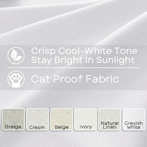 Greyish White Blackout Curtains 72 Inch Long for Living Room,Linen