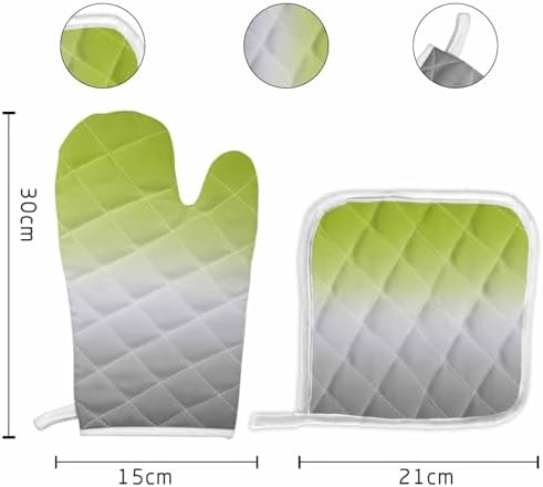Quilted Cotton Terry Cloth Oven Mitt, Pot Holder Ombre Grass Green
