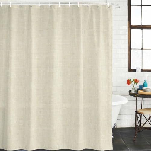 Long Shower Curtains 72" x 84", Beige Washable Shower Curtain for