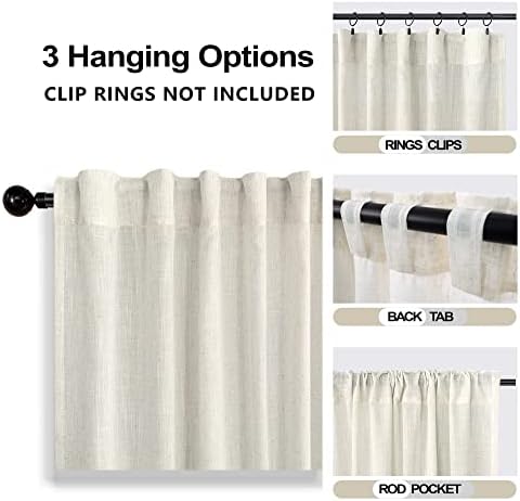 Mrs.Naturall 72 Inch Extra Wide Linen Curtains for Living Room, Back