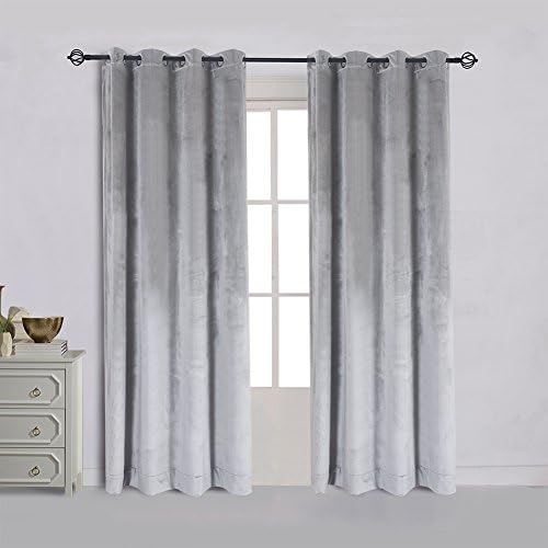 Cherry Home Super Soft Luxury Room Darkening Velvet Silver Gray
