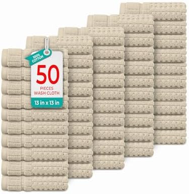 Home Weavers Willow Collection Wash Cloths Set of 50 | 100% Cotton