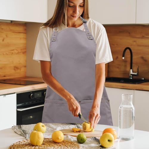 PRETYZOOM Canvas Apron with Pockets, Adjustable Oil-proof Fit