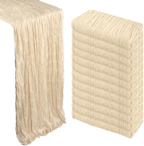 12 Pack 35 x 120 Inch Beige Table Runner Cheesecloth