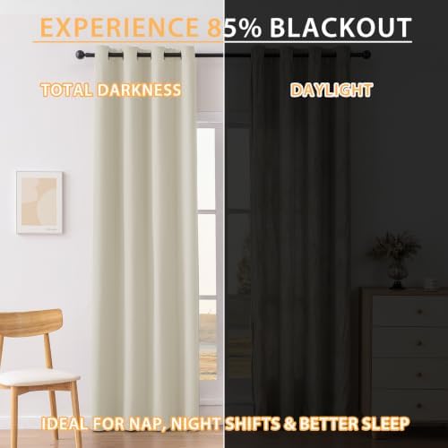 Blackout Curtains for Bedroom 108 inch Curtains,2 Panels,Beige