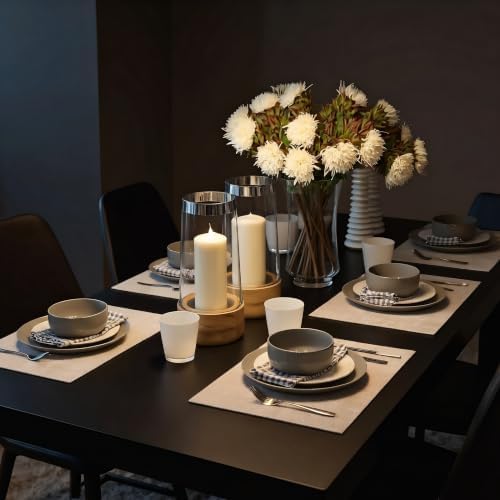 Faux Leather Placemats Set of 6, 12 X 17 Inch - Vinyl Heat Resistant