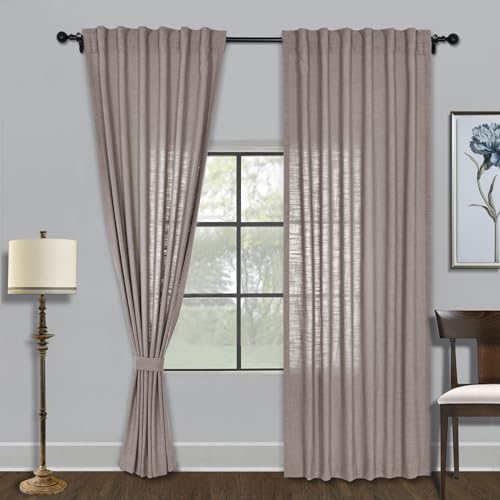 Fcosie Back Tab and Rod Pocket Linen Curtains 84 in Length Room