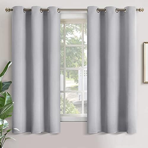 YoungsTex Light Grey Blackout Curtains 63 Inch Length for Bedroom