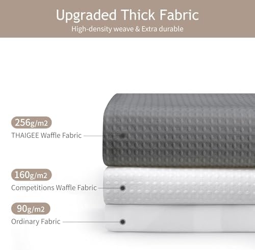 256GSM Grey Waffle Textured Shower Curtain, 72x72 Inch