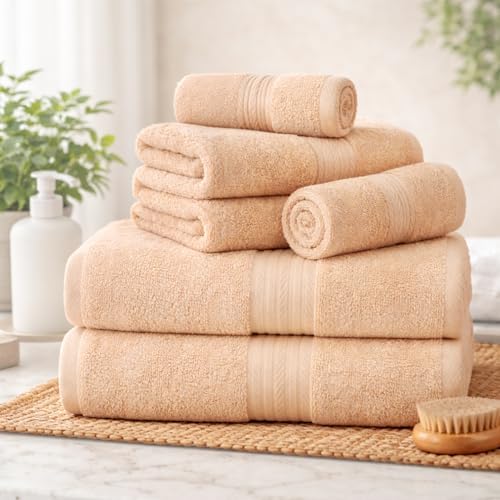 Ample Decor 100% Cotton Bathroom Towel Set, 600 GSM, Soft & Absorbent