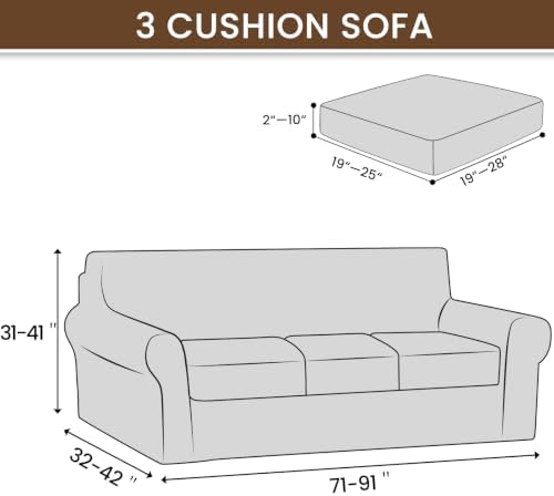 XINEAGE Stretch 4 Piece Couch Cover for Sofa, Sofa Cover for Dog,Light