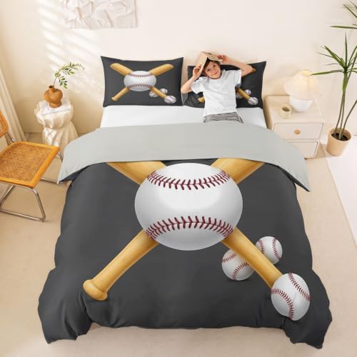 Feelyou Sports Baseball Bedding Set 3D Baseball Bat Printed Duvet