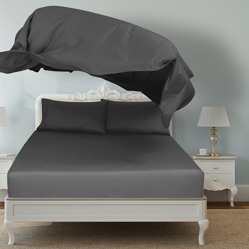 3-Pcs Oversize Flat/Top Sheet -2 Pillowcase-Egyptian Cotton-800 TC